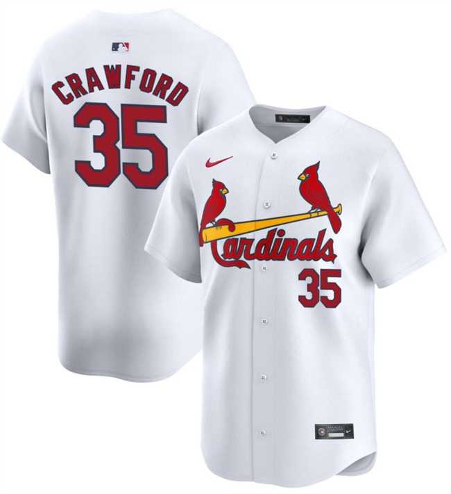 Mens St. Louis Cardinals #35 Brandon Crawford White Home Limited Stitched Baseball Jersey Dzhi